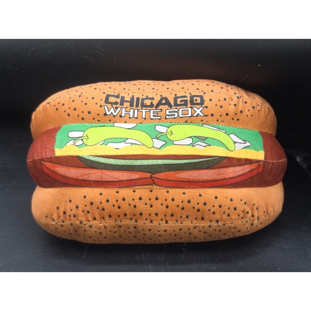 Chicago MLB Baseball White Sox Plush Chicago Style Hot Dog Pillow Cushion Clean